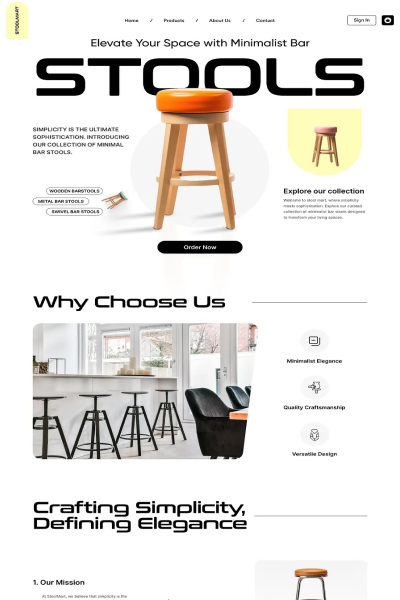 Minimalist stools website